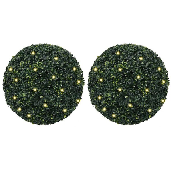 vidaXL Boules de buis artificielles avec lumières LED 2 Pièces vert 52 cm