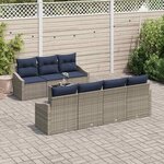vidaXL Ensemble de Canapés avec coussin 8 Pièces Gris et marine polyrotin