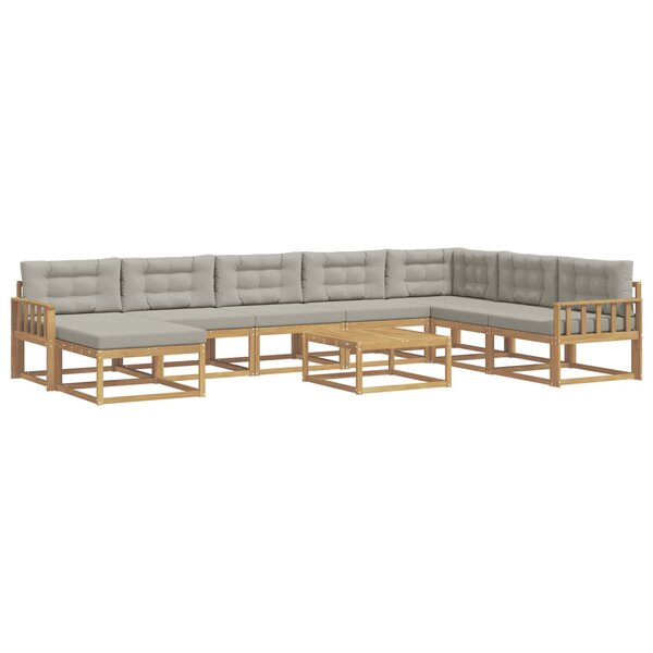 vidaXL Ensemble de canapés d'extérieur 9 Pièces Blanc et gris clair