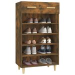 vidaXL Meuble à chaussures Chêne fumé 60x35x105 cm Bois d'ingénierie