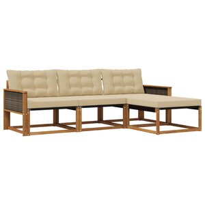 vidaXL Ensemble de canapés d'extérieur 4 Pièces Naturel et Beige
