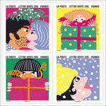 Carnet - Bonne année - 12 timbres autocollants