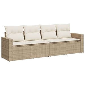 vidaXL Salon de jardin avec coussins 4 Pièces beige résine tressée