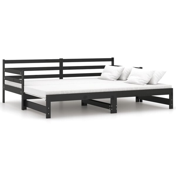 vidaXL Lit coulissant sans matelas noir 2x(90x200) cm