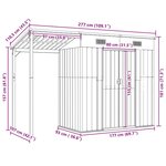 vidaXL Abri de jardin avec toit prolongé vert 277x107x181 cm acier