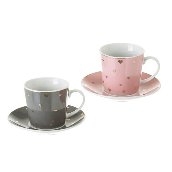 4 tasses et sous tasse petits coeurs