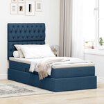 vidaXL Lit avec rangement et LED avec LED Bleu 90 x 200 cm Polyester