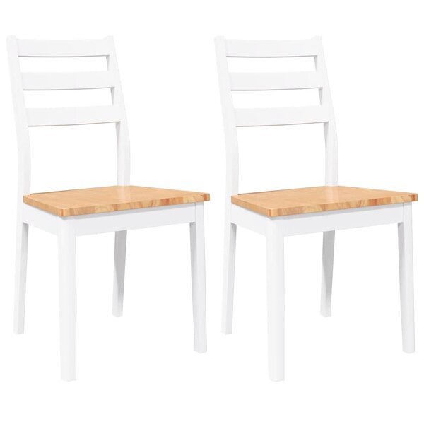 vidaXL Chaises à manger 2 Pièces blanc bois massif caoutchouc
