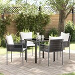 vidaXL Ensemble de salle à manger pour jardin 5 Pièces Marron Poly rotin