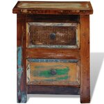 vidaXL Table de chevet avec 2 tiroirs Bois massif recyclé