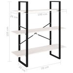 vidaXL Bibliothèque à 3 niveaux Blanc 100x30x105 cm Bois de pin massif