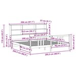 vidaXL Lit bibliothèque sans matelas 200x200 cm bois massif de pin