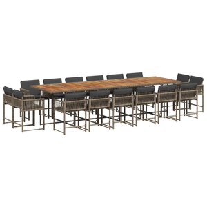 vidaXL Ensemble à manger de jardin 17 Pièces et coussins résine tressée