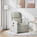 vidaXL Fauteuil de massage inclinable gris clair velours