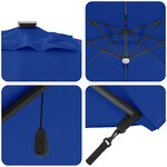 vidaXL Parasol déporté Roma de avec LEDs Bleu Azur 286x285x270 cm Aluminium