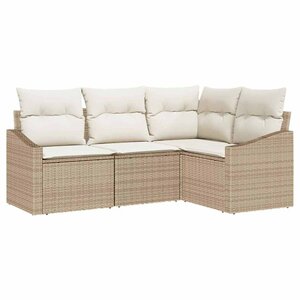 vidaXL Ensemble de canapé de jardin 4 Pièces Beige et blanc polyrotin