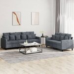 vidaXL Ensemble de canapés 2 Pièces avec coussins Gris foncé Velours