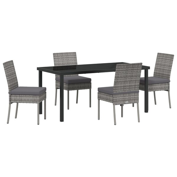vidaXL Ensemble de Jardin 5 Pièces Gris Poly Rattan