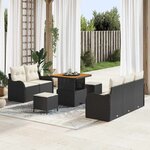 vidaXL Ensemble de canapé de jardin 8 Pièces Noir  Crème 80 x 80 x 71 cm