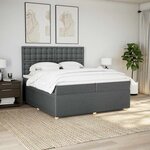 vidaXL Sommier à lattes de lit avec matelas Gris foncé 200x200cm Tissu