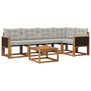 vidaXL Ensemble de canapés d'extérieur 6 Pièces Naturel et gris clair