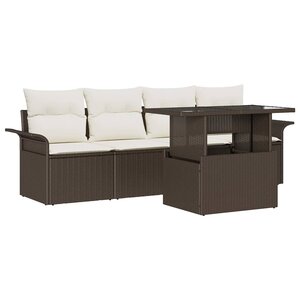 vidaXL Ensemble de canapé de jardin 5 Pièces Marron Poly rotin