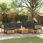 vidaXL Salon de jardin avec coussins 8 Pièces bois massif d'acacia