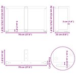 vidaXL Pieds de table basse en T  2 pièces  noir  70 x 25 x (42-43) cm  acier