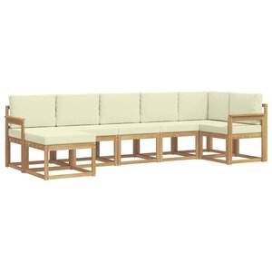 vidaXL Ensemble de canapés d'extérieur 7 pc Blanc et crème Polyester