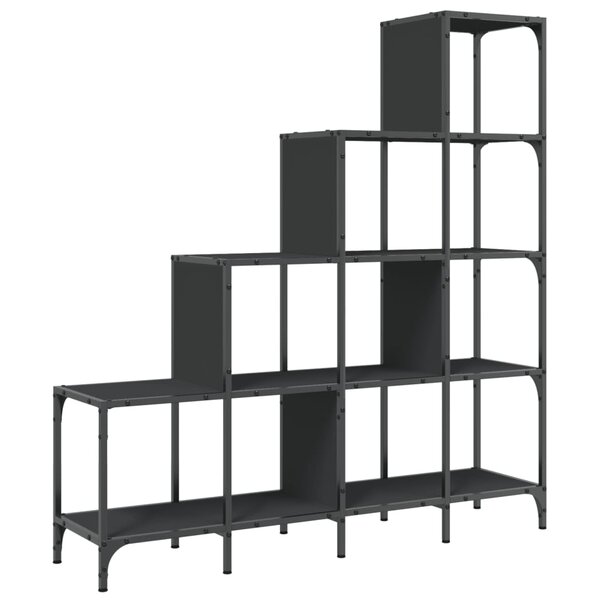 vidaXL Bibliothèque noir 122x30x132 cm bois d'ingénierie et métal