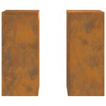 vidaXL Supports de Plante Extérieur Pilier 2 Pièces 24x24x55 cm Acier Corten