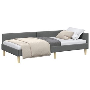 vidaXL Cadre de lit d'angle Gris foncé 90 x 190 cm tissu