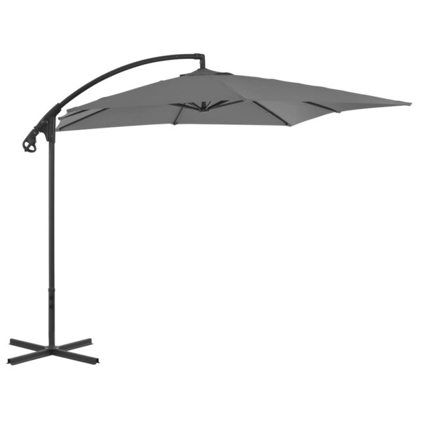 vidaXL Parasol de jardin en porte-à-faux avec mât en acier anthracite