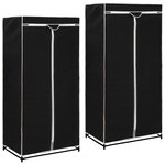 vidaXL 2 Pièces Garde-robes Noir 75x50x160 cm
