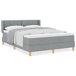 vidaXL Lit avec sommier tapissier et matelas en gris clair  160 x 200 cm  en tissu.