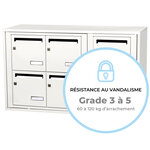 Bloc collectif leabox.com, 3x2, grade 3, simple face, Intérieur, fixation murale, Blanc pur RAL 9010 finition brillante