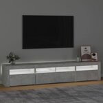 vidaXL Meuble TV avec lumières LED Gris béton 210x35x40 cm