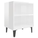 vidaXL Tables de chevet pieds en métal 2 Pièces blanc brillant 40x30x50cm