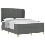 Lit Box Spring vidaXL avec Matelas Gris Foncé 140x200 cm Tissu