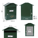 Boîte aux Lettres en Acier  Villa E5003  Anti-pluie  Facile à Installer  Vert