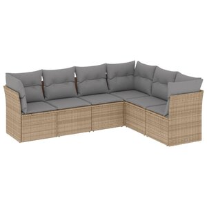 vidaXL Salon de jardin avec coussins 6 Pièces beige résine tressée