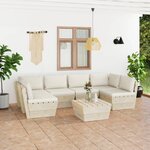 vidaXL Salon de jardin palette 7 Pièces avec coussins bois d'épicéa