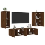 vidaXL Unités murales TV avec LED 4 Pièces chêne marron bois d'ingénierie