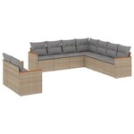 vidaXL Salon de jardin avec coussins 9Pièces mélange beige résine tressée