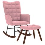 vidaXL Chaise à bascule avec repose-pied rose velours