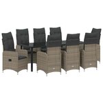 vidaXL Ensemble de salle à manger pour jardin 9 Pièces Gris polyrotin