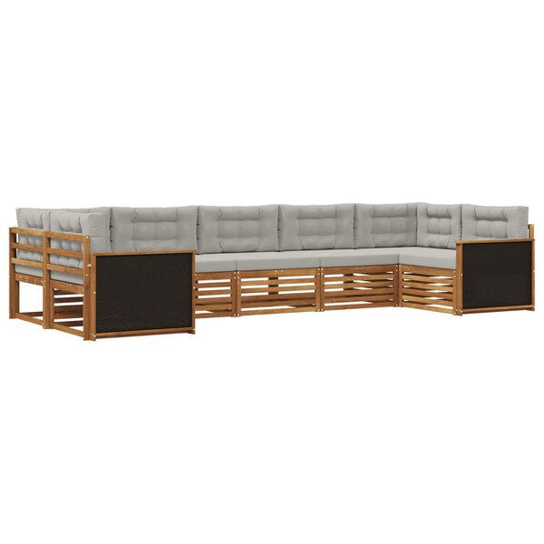 vidaXL Ensemble de canapés d'extérieur 7 pc Naturel et gris clair