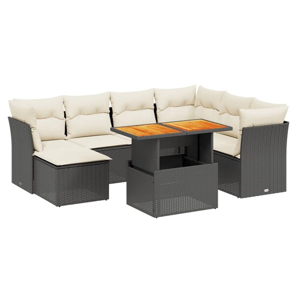 vidaXL Salon de jardin 8 Pièces avec coussins noir résine tressée