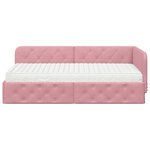 vidaXL Cadre de lit d'angle avec matelas Rose 100 x 200 cm Velours