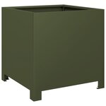 vidaXL Jardinières 2 Pièces vert olive 40x40x40 cm acier